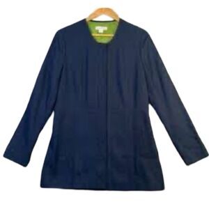 COLDWATER CREEK Navy Collarless Hip Length Blazer Size 12